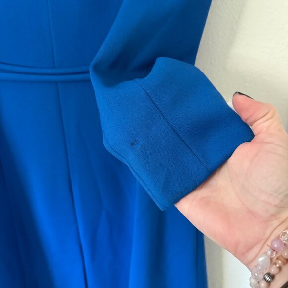 Vintage Retro Blue Long-Sleeve Dress / Jacket By Korean Dress Maker Size M - Picture 6 of 10